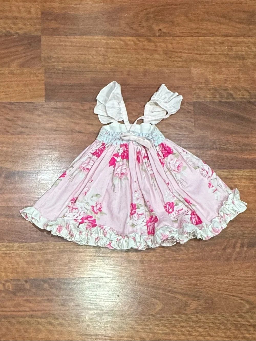 Sassy Chic - Pink and Blue Floral Ruffled Sundress
